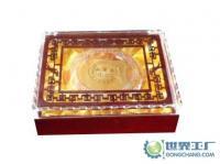 精品工藝紅木禮盒 融合貼金箔與有機(jī)玻璃開(kāi)口的高端包裝解決方案
